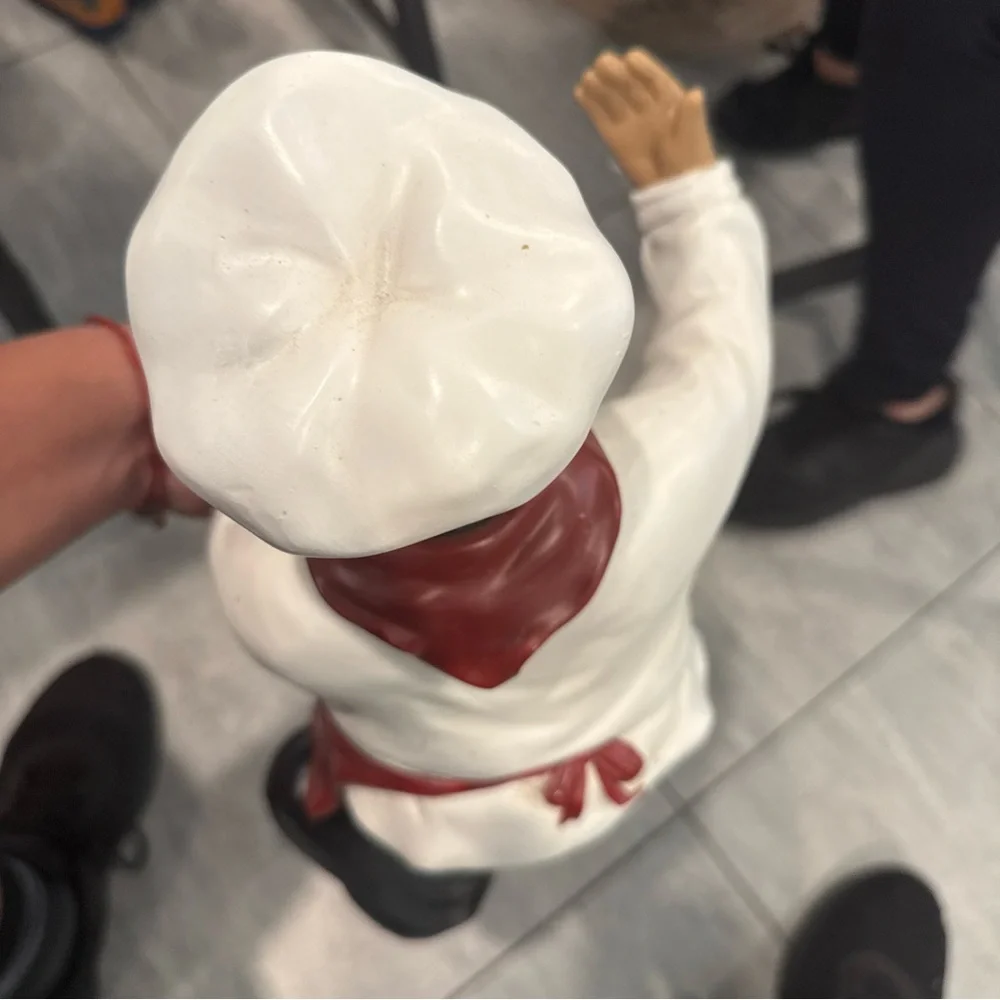 Italian Bistro Chef Figurine Statue Kitchen Restaurant Sign Holder Menu Board